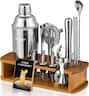 KITESSENSU - Cocktail Shaker Set Bartender Kit with Stand | Bar Set Drink Mixer Set with All Essential Accessory Tools: Martini Shake - SLIVER