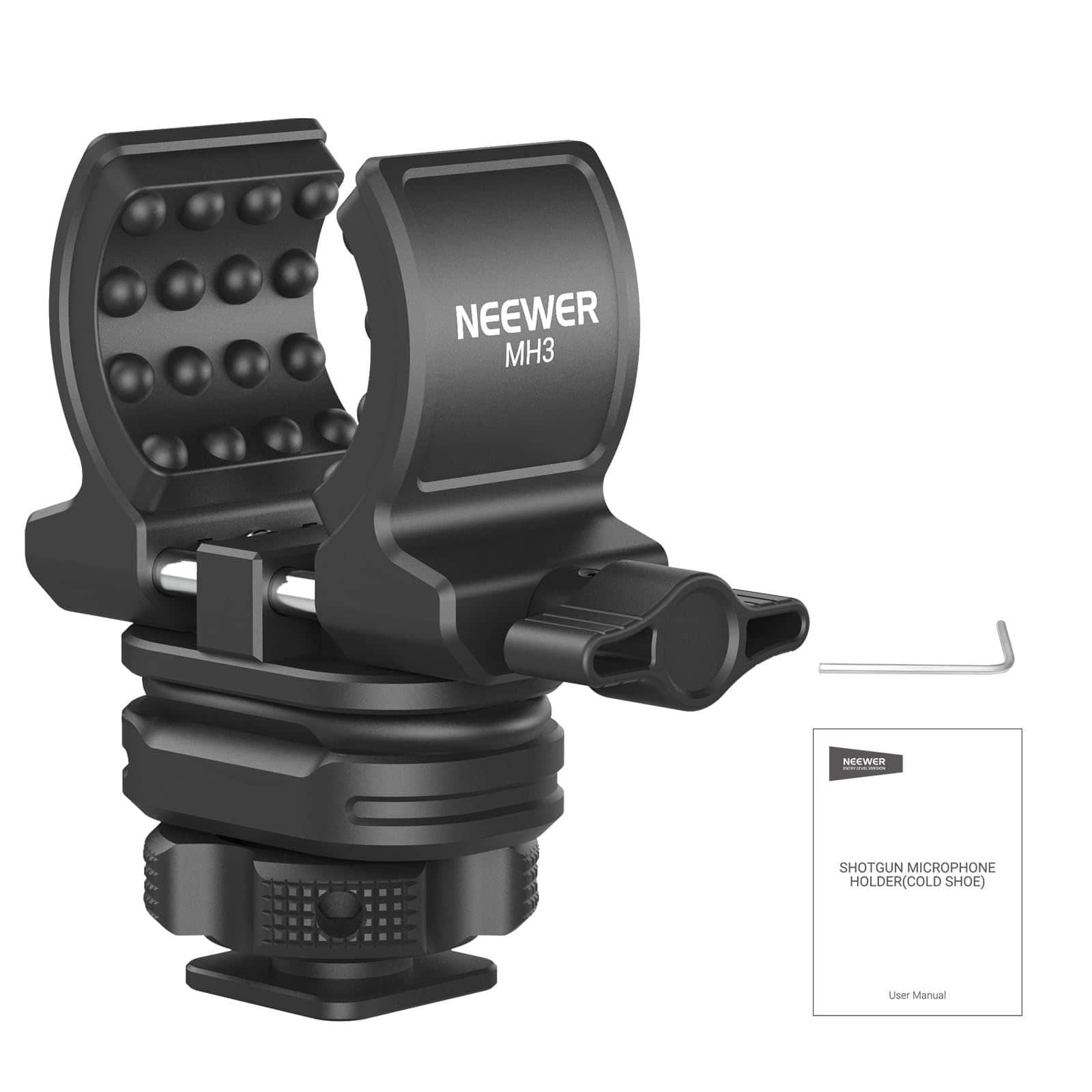 Neewer - Microphone Holder with Cold Shoe Adapter, Shock Absorbing, 19-25mm, MH3