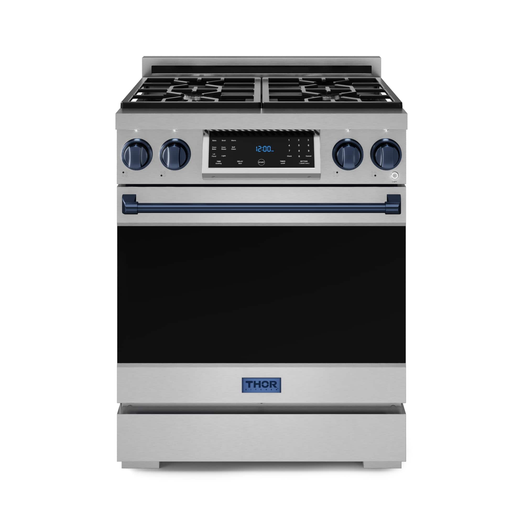 Gordon Ramsay Series by Thor Kitchen 4.55 Cu. Ft Freestanding Liquid Propane Gas Range with Navy Blue Hardware - Stainless Steel - Front_Zoom