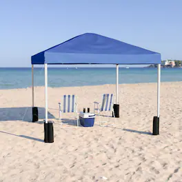 Emma + Oliver - Ukko 10'x10' Weather Resistant, UV Coated Pop Up Canopy Tent with Sandbags and Wheeled Case - Blue