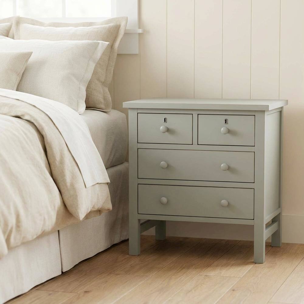 Left. FurniFact - Antique Gray Nightstand with 4 Storage Drawers and Casual Style - Gray.