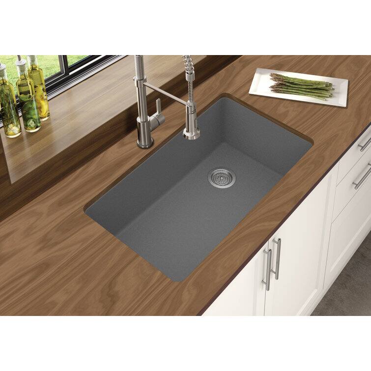 Alt View 1. Winpro - Winpro Undermount Granite Composite 33 in. L x 18-3/4 in. L x 9-1/2 in. Single Bowl Kitchen Sink in Gray - Gray.