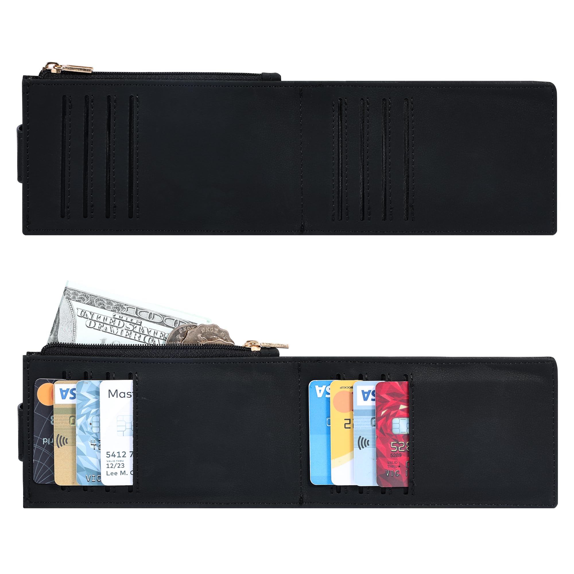 Alt View 2. Jadie Link - Womens Wallet Slim Rfid Blocking Bifold Multi Card Case Zipper Pocket black Smooth Refined Material Crafted high-quality - Deep Brown.