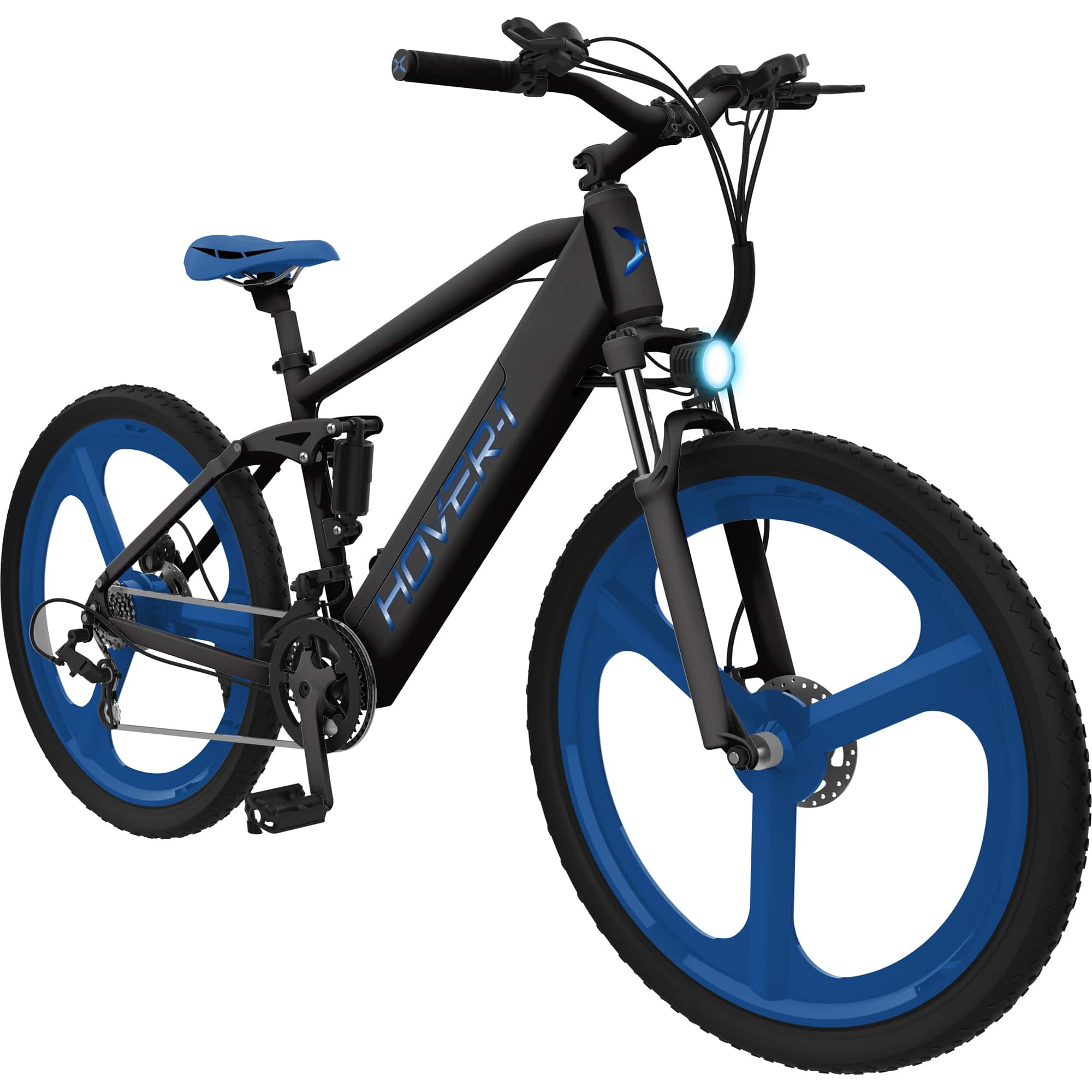 Front. Hover-1 - Instinct eBike 40 miles Max Range and 15 mph Max Speed with Pedal-Assist - Blue.