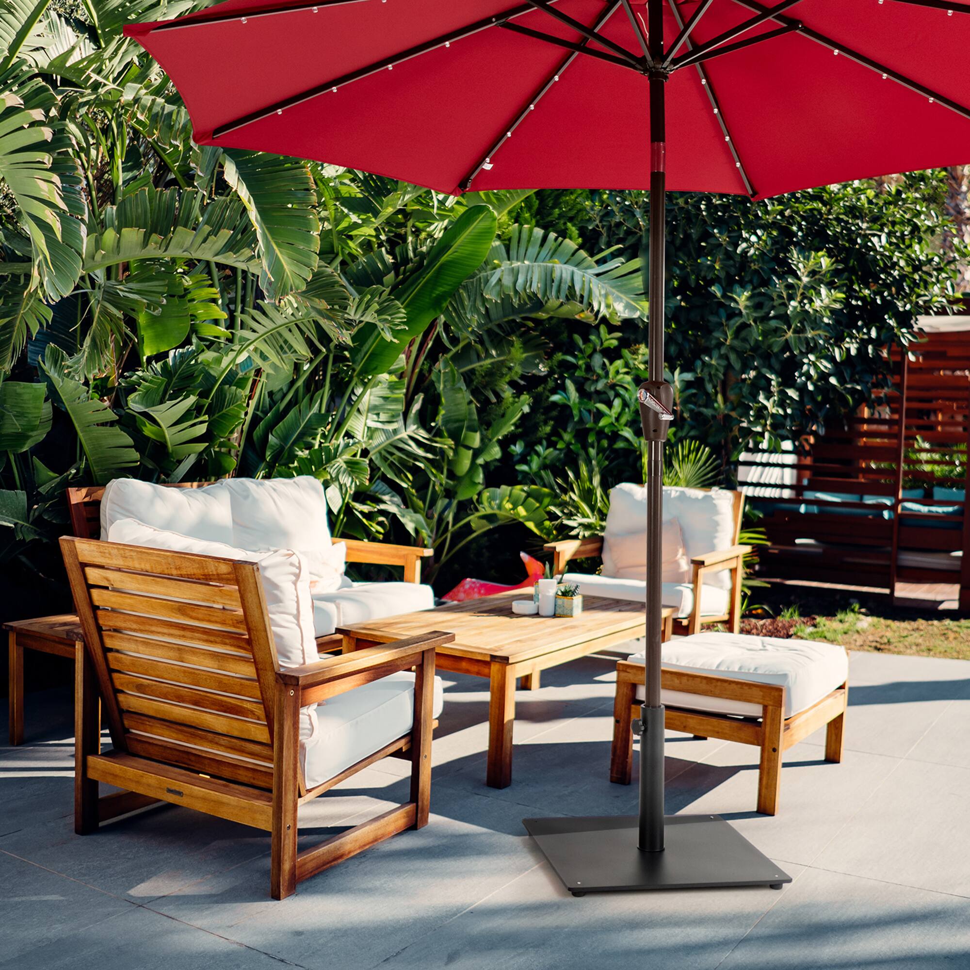 Alt View 2. Gymax - Gymax Square Weighted Patio Umbrella Base Stand 36 lbs Outdoor w/ 3 Adapters - Black.