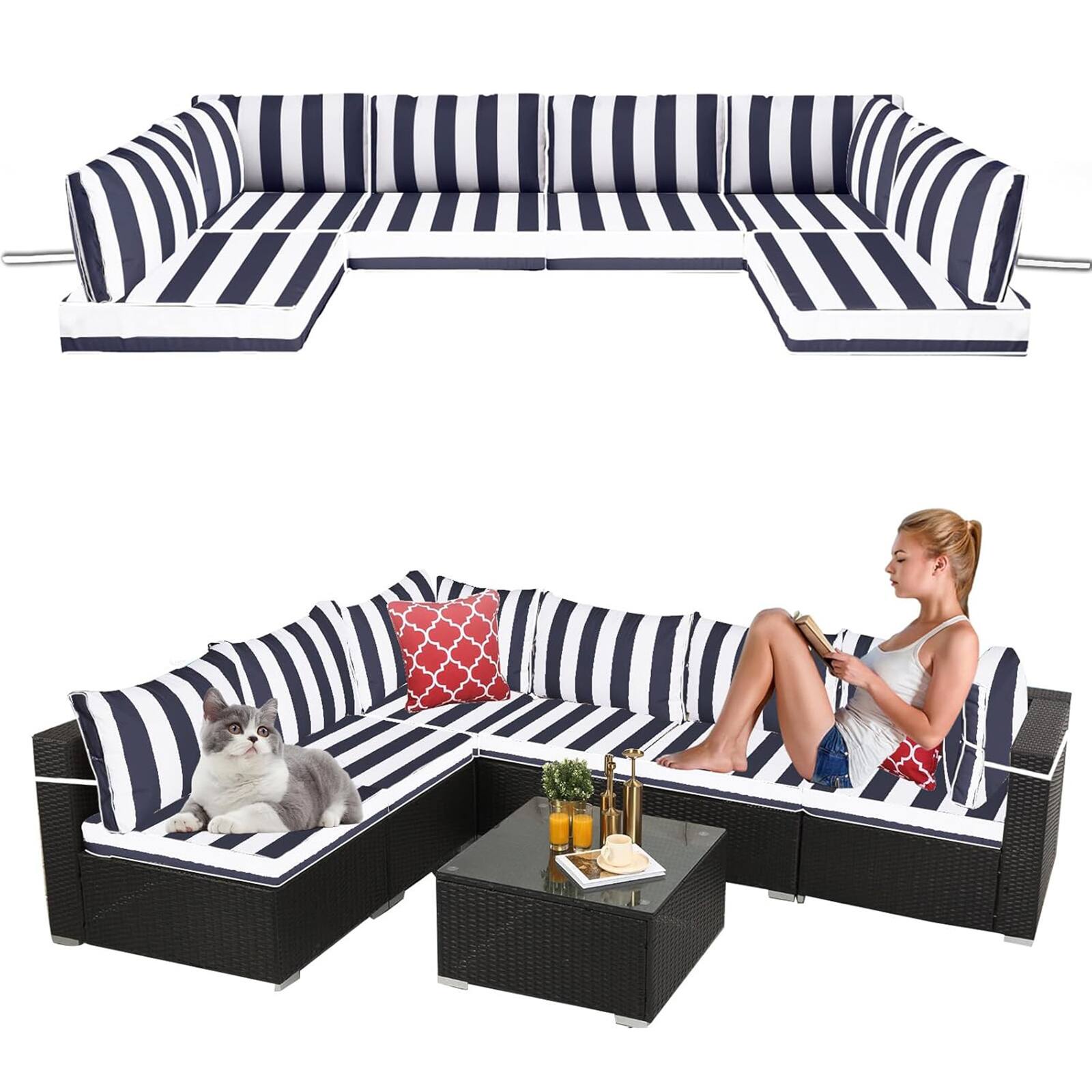 Navy Blue White Stripes