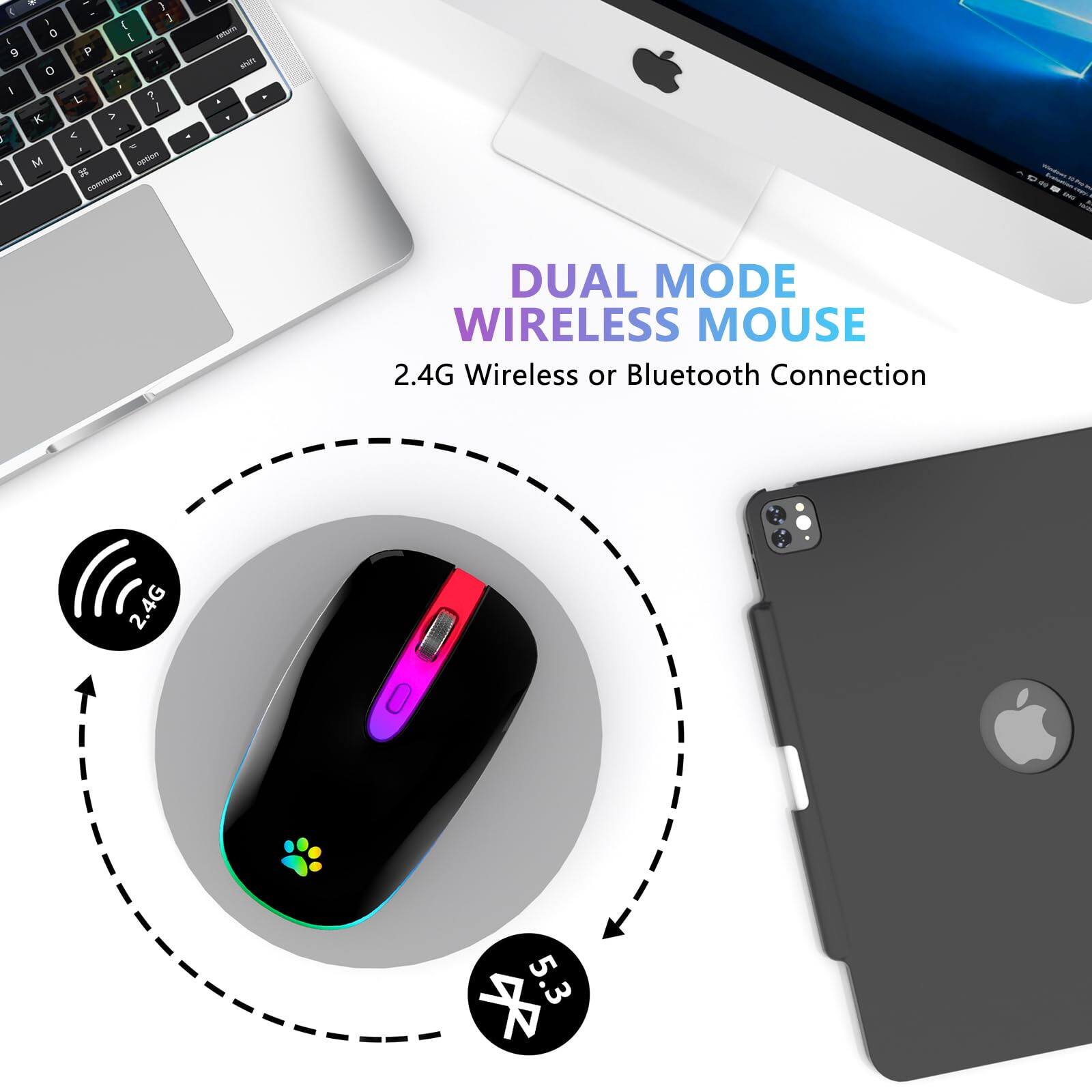Comfort Essence Wireless Mouse Rechargeable Led Portable Usb Optical ...
