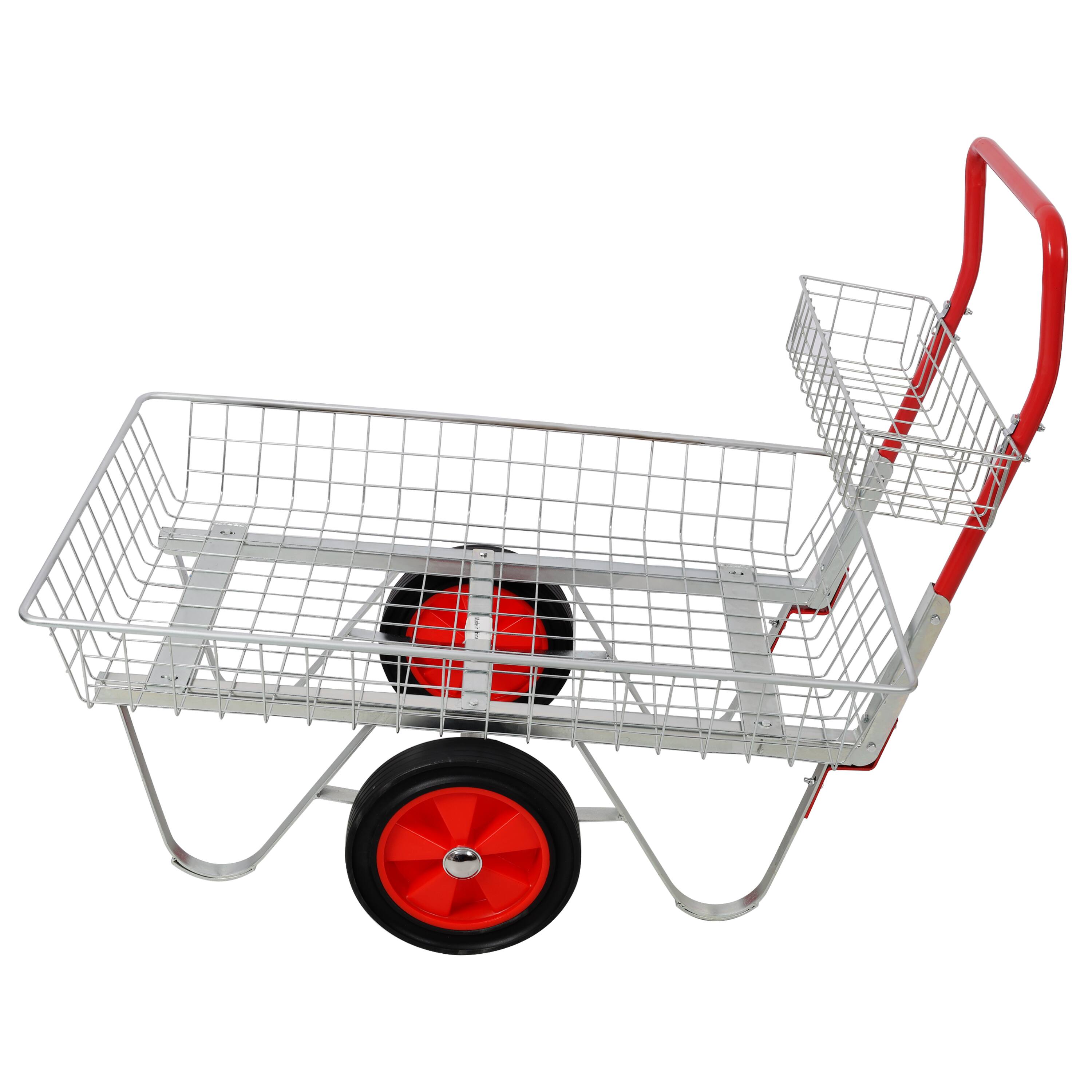 Angle. LOVMOR - Garden Center Trolley with Wheels, Rolling Utility Cart for Patio, Yard and Gardening Tools - Silver.
