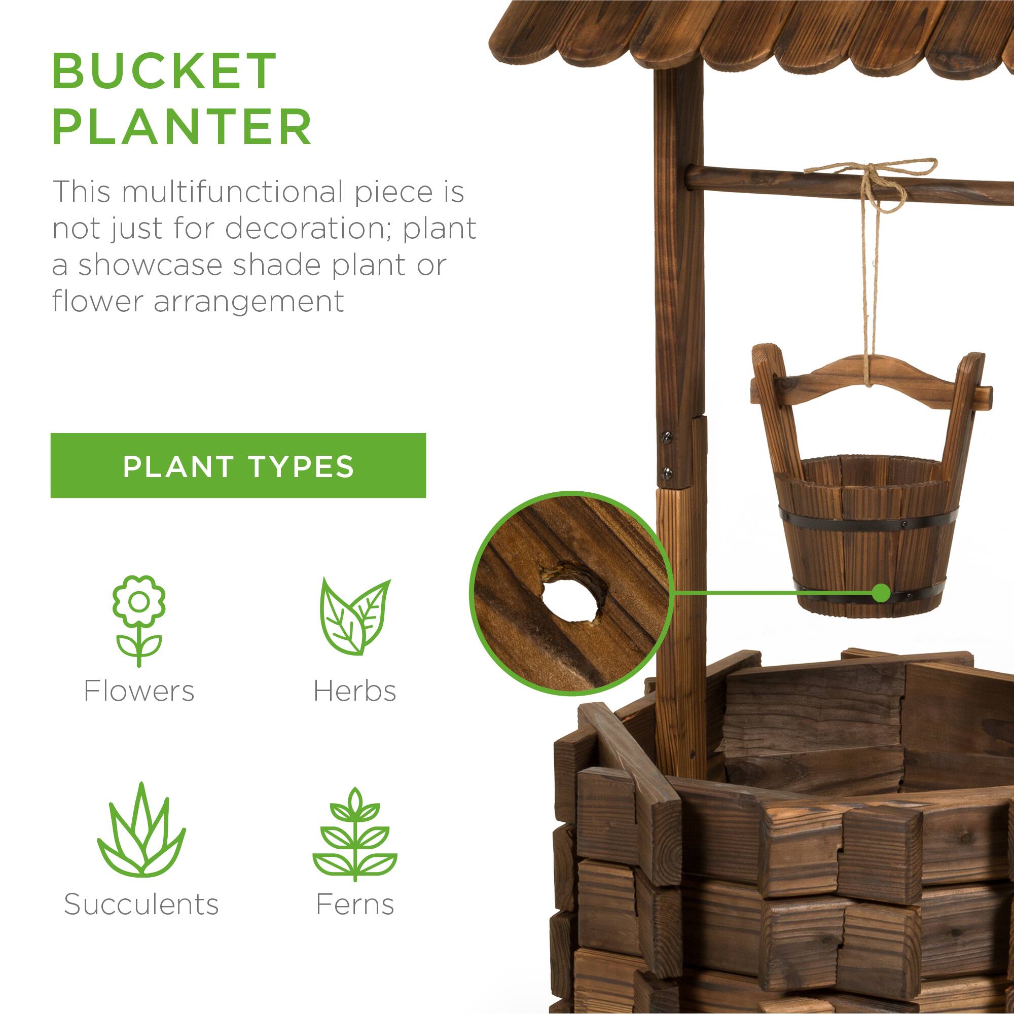 BUCKET PLANTER

This multifunctional piece is not just for decoration; plant a showcase shade plant or flower arrangement

PLANT TYPES

- Flowers
- Herbs
- Succulents
- Ferns