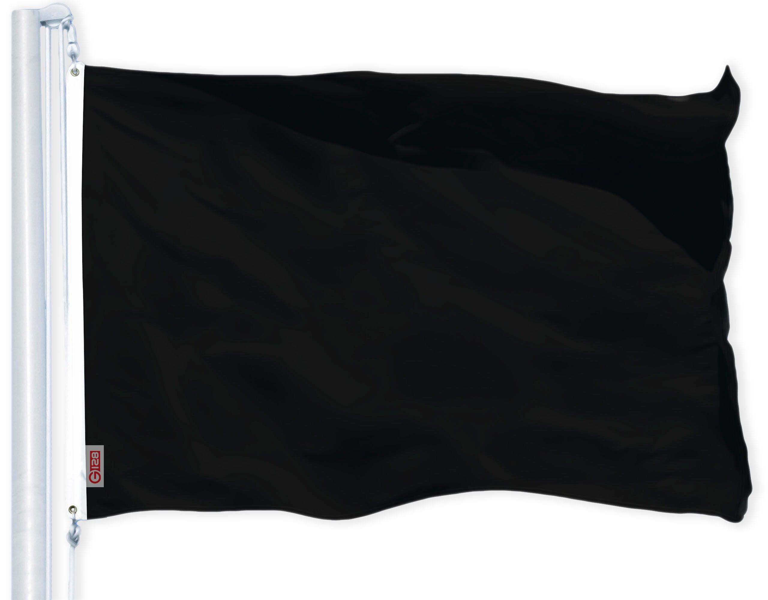 Front. G128 - 3x5 feet Printed 150D Polyester Flag with Brass Grommets - Black.