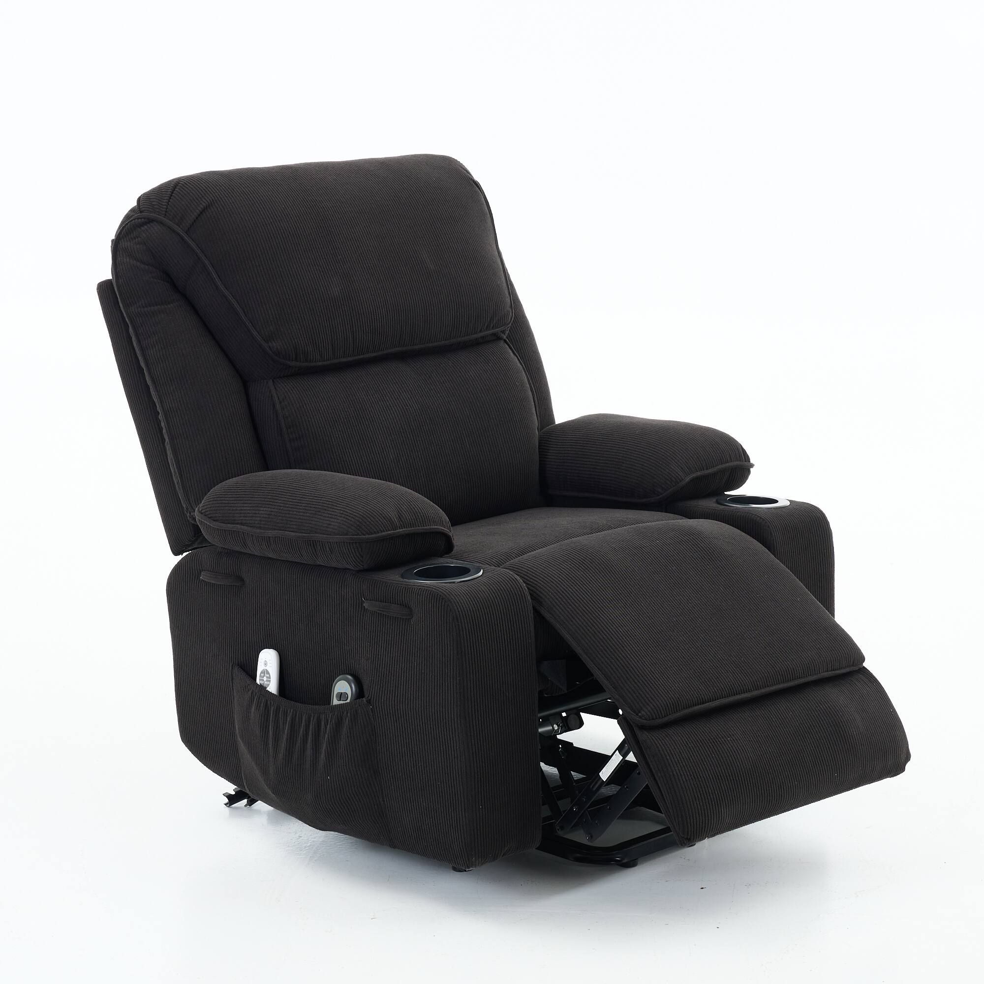 Left. GOODSILO - Remote-Controlled Power Lift Recliner Chair with Heating and Massage for Elderly and Seniors - Black.