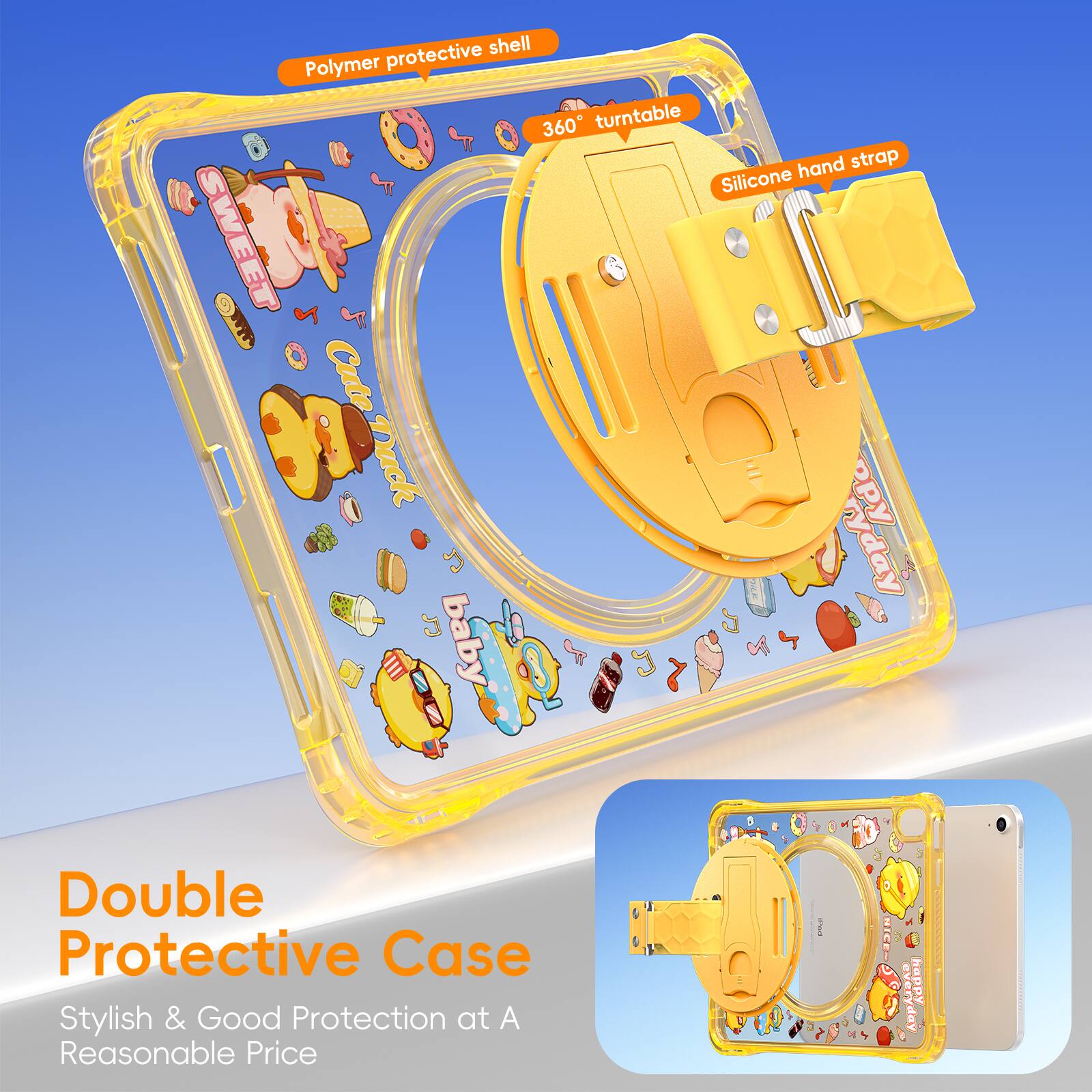 Polymer protective shell  
360° turntable  
Silicone hand strap  

Double Protective Case  
Stylish & Good Protection at A Reasonable Price