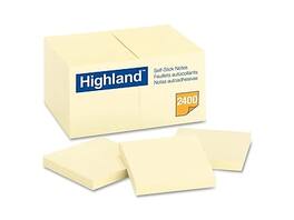 Highland - Sticky Note, 3" x 3", 100 Sheets/Pad, 24 Pads/Pack (654924PK) - Yellow