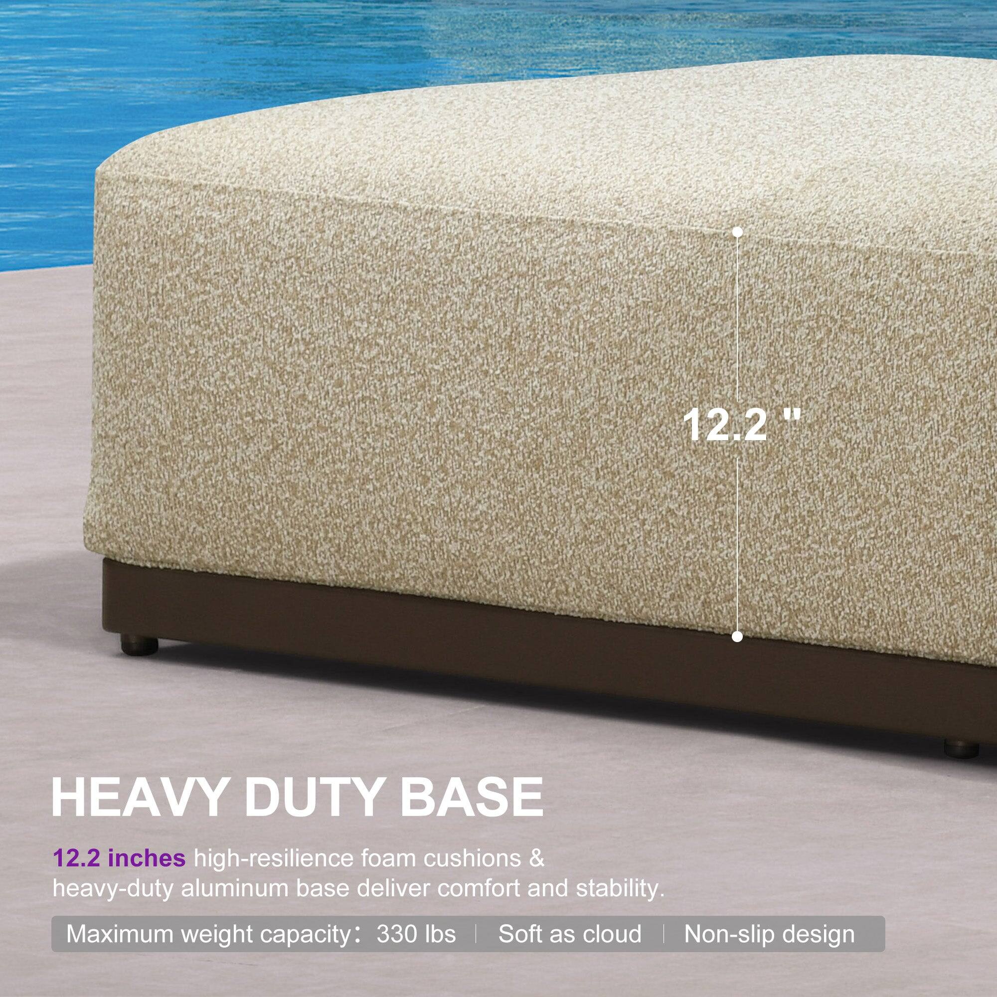 12.2" HEAVY DUTY BASE

12.2 inches high-resilience foam cushions & heavy-duty aluminum base deliver comfort and stability. Maximum weight capacity: 330 lbs | Soft as cloud | Non-slip design