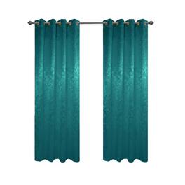 Olivia Gray - 100% Polyester 200 GSM Dyson Embossed Blackout Grommet Curtain Panel 54" x 84" - Teal