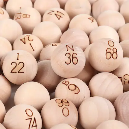Front. GSE Games & Sports Expert - 7/8-Inch Solid Wooden Replacement Bingo Balls for Parties, Bingo Nights, Prize Raffles.