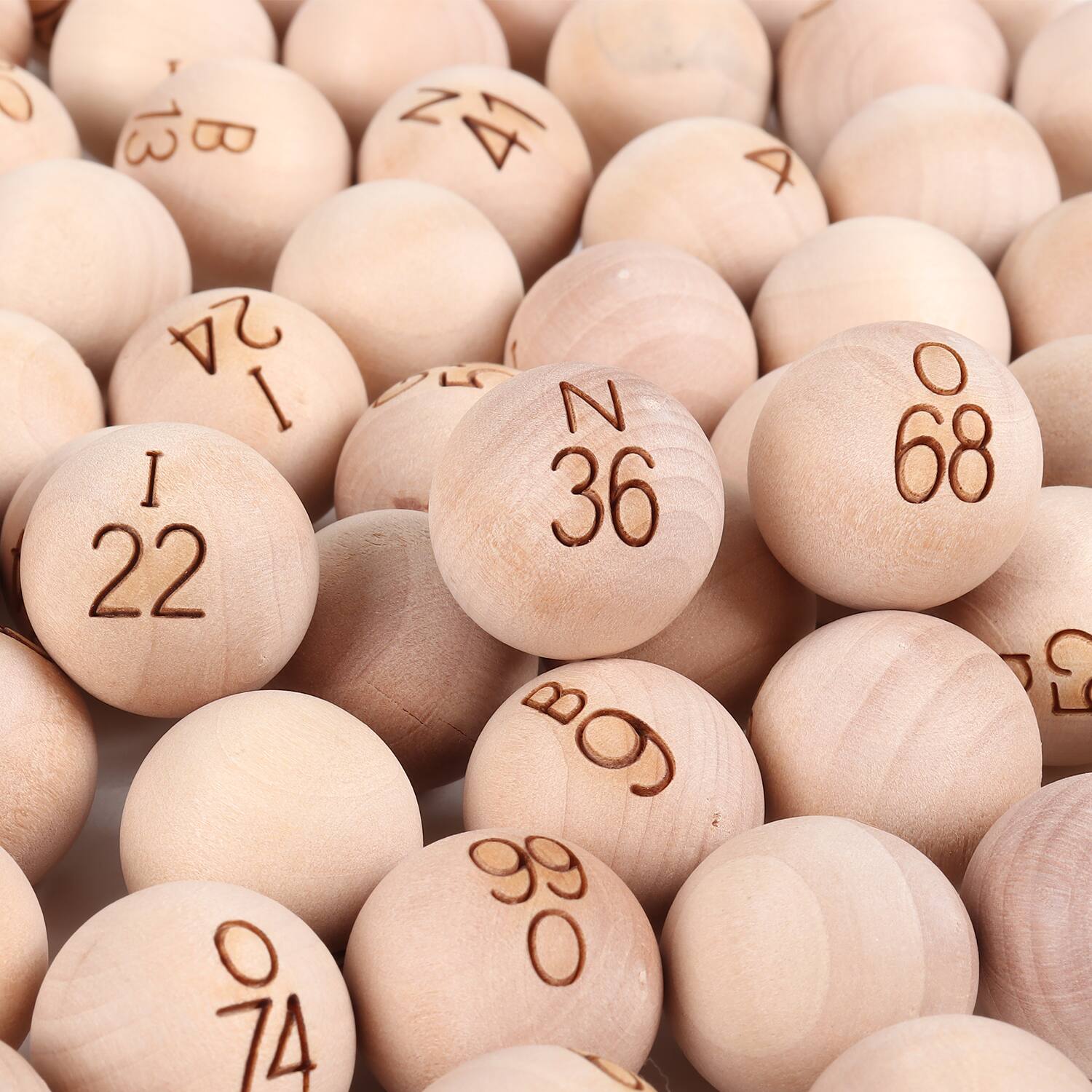 Front. GSE Games & Sports Expert - 7/8-Inch Solid Wooden Replacement Bingo Balls for Parties, Bingo Nights, Prize Raffles.