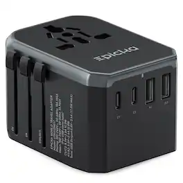 Epicka - Worldwide Travel Adapter, Universal Plug Adapter 17W, International Power Adapter with 2 USB-A and 2 USB-C - Black