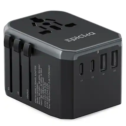 Epicka EU UK USA/AUS MAX MAX) ADAPTER 10A MAX 1A (17 TRAVEL 17 50-60Hz. 50-60Hz load) 4A 50 15.0W 12.0W 0V-3 D ports 15 WORLD UTA512NO1 100-240V -240V-, USB OA 4A Output:5 100 5.0V-3.0A 100 (For 5.0V-2 EPICKA Model: Rating: Input. 5 USB C1/C2: A1/A2: Total C1 C2 AT A2