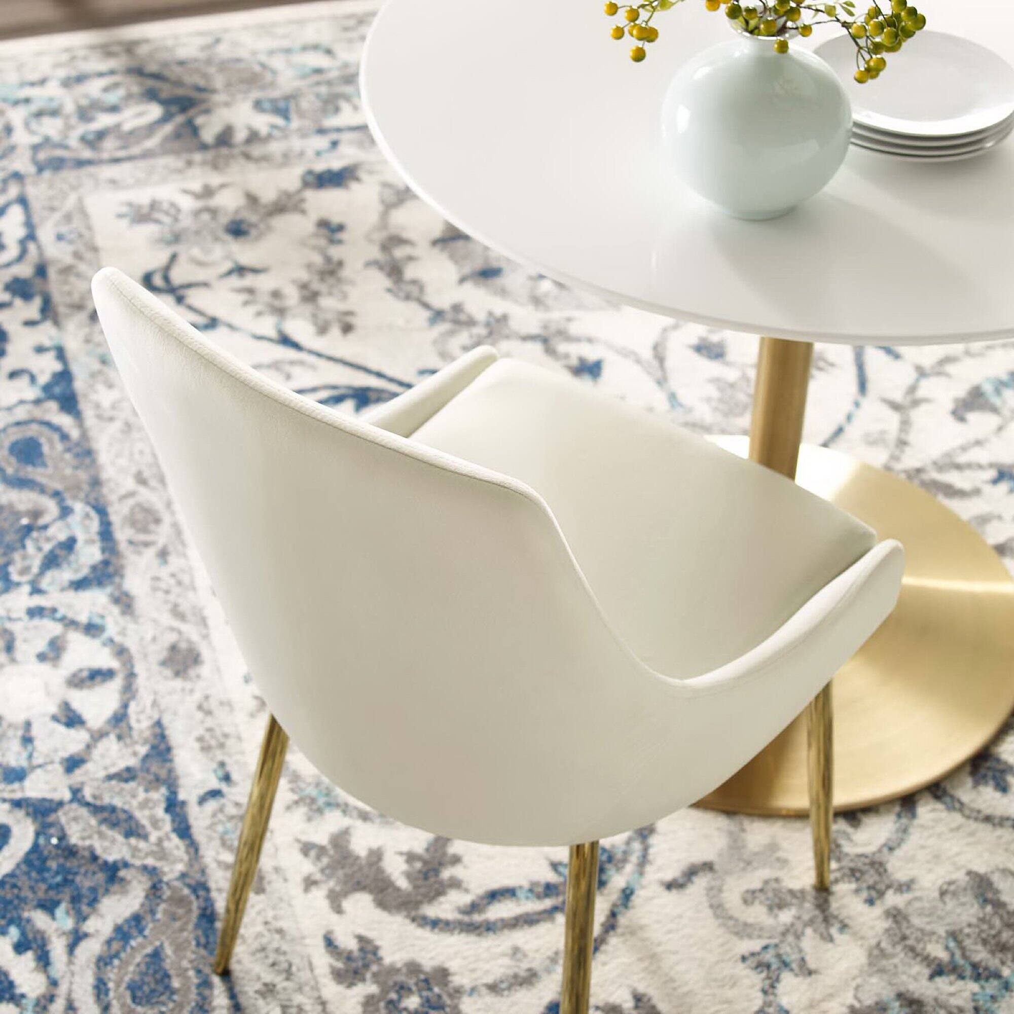 Back. Modway - Viscount Performance Velvet Dining Chairs Set of 2 by Modway - Gold Ivory.