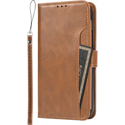 Left. SaharaCase - Folio Wallet Case for Apple iPhone 14 Pro - Brown.