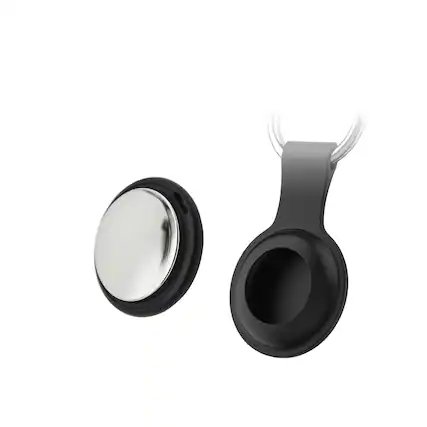 Front. Cluzine - GPS Tracker Mini Global Positioning Locator MFi Finder Electroplated for Wallet Luggage Compatible with Apple - Black.