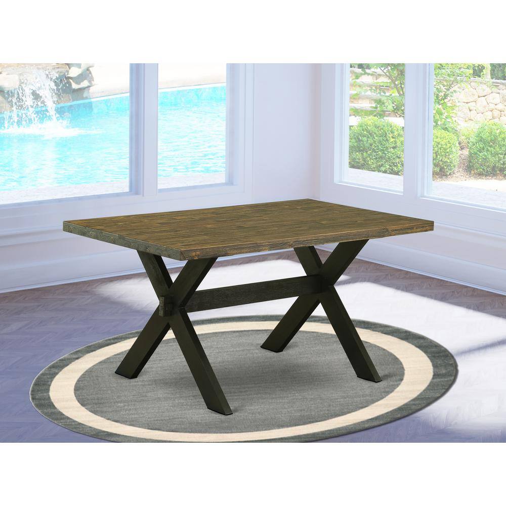 Back. East West Furniture - East West Furniture X-Style Dining Room Rectangle Solid Wood Table Top with Stylish Legs - Brown.