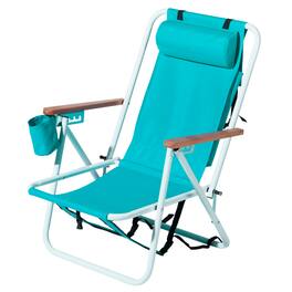 Winado - 1PC 31in Portable Folding Beach Chairs with Headrest Adjustable 4-Position Backpack Foldable, Pillow for Outdoor Beach - Mint Green
