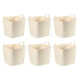 Life Story - Tub Basket 6.6 Gal Plastic Storage Tote Bin w/ Carry Handles (6 Pack) - Tan