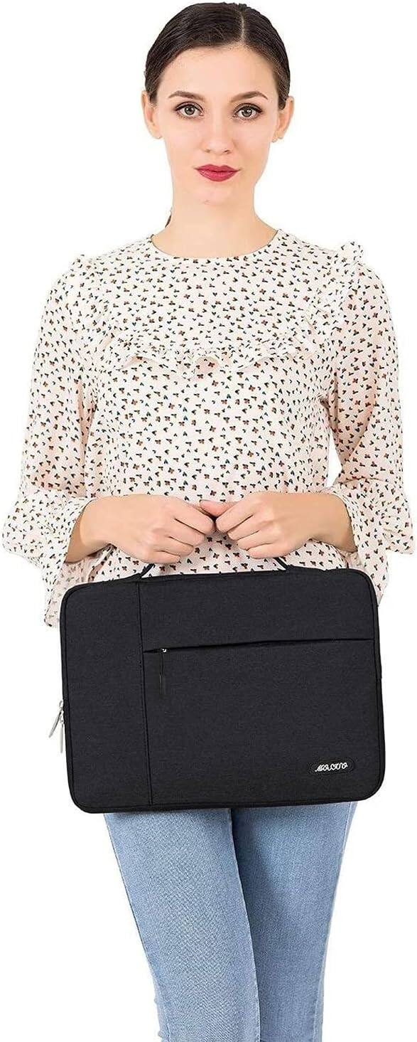 Alt View 1. mosiso - 16-inch Laptop Sleeve with Handle, Slim Protective Case for 15–16-inch Laptops - Black.