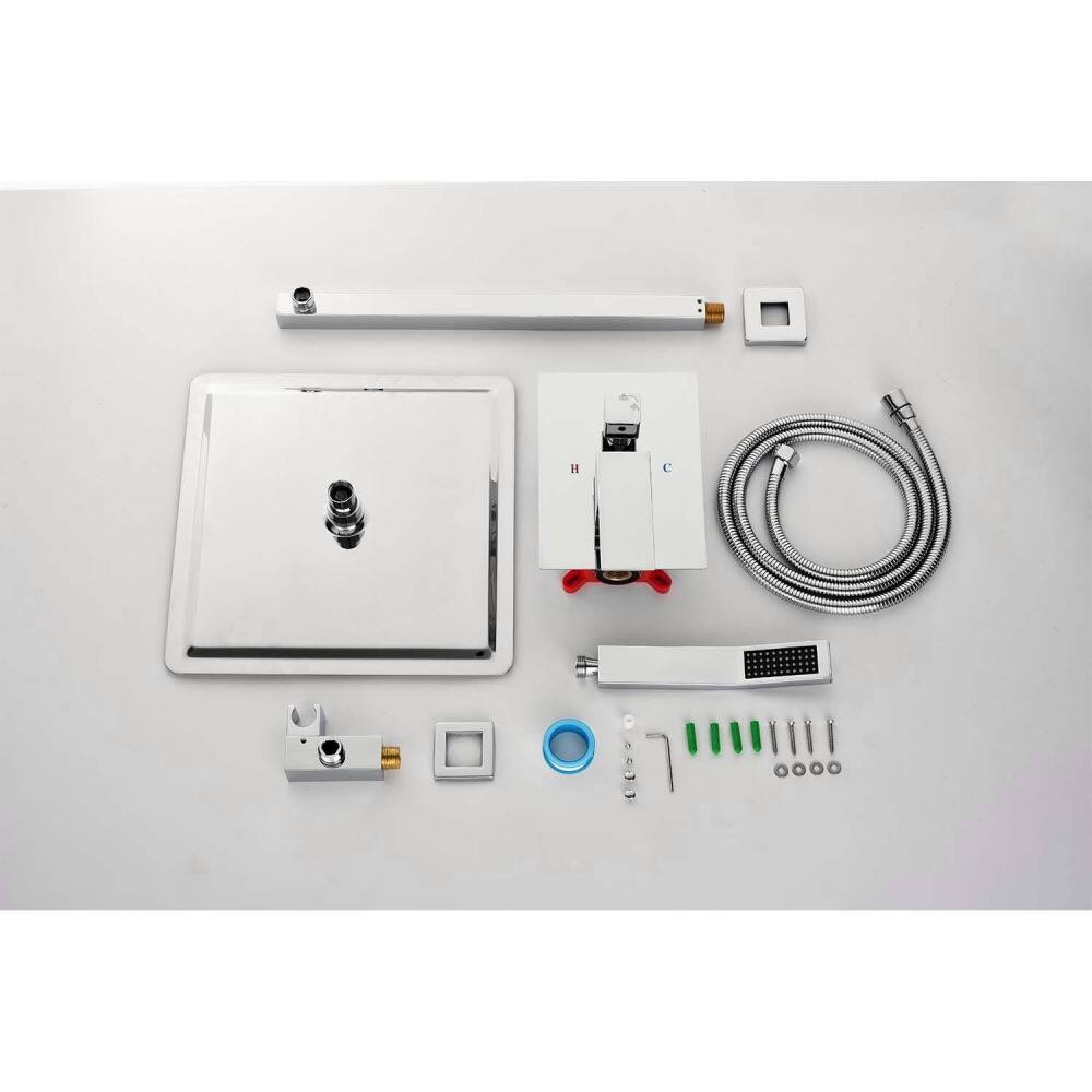 Alt View 4. JUJABU - 12" Rain Shower Head Systems Wall Mounted Shower Chrome - Chrome.