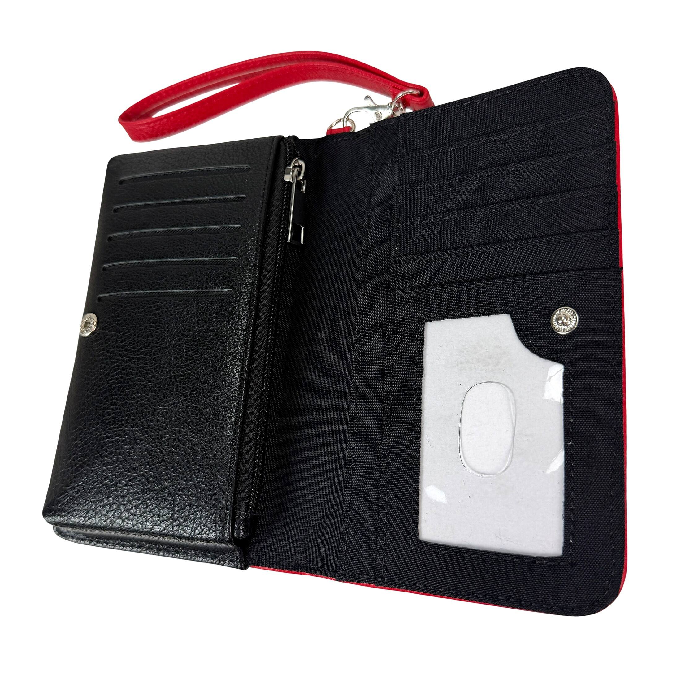 Alt View 4. Things2Die4 - Womens Bifold Wallet Dracula RFID Wristlet Red Vinyl 7 X 4.25 in Clasp - Red.