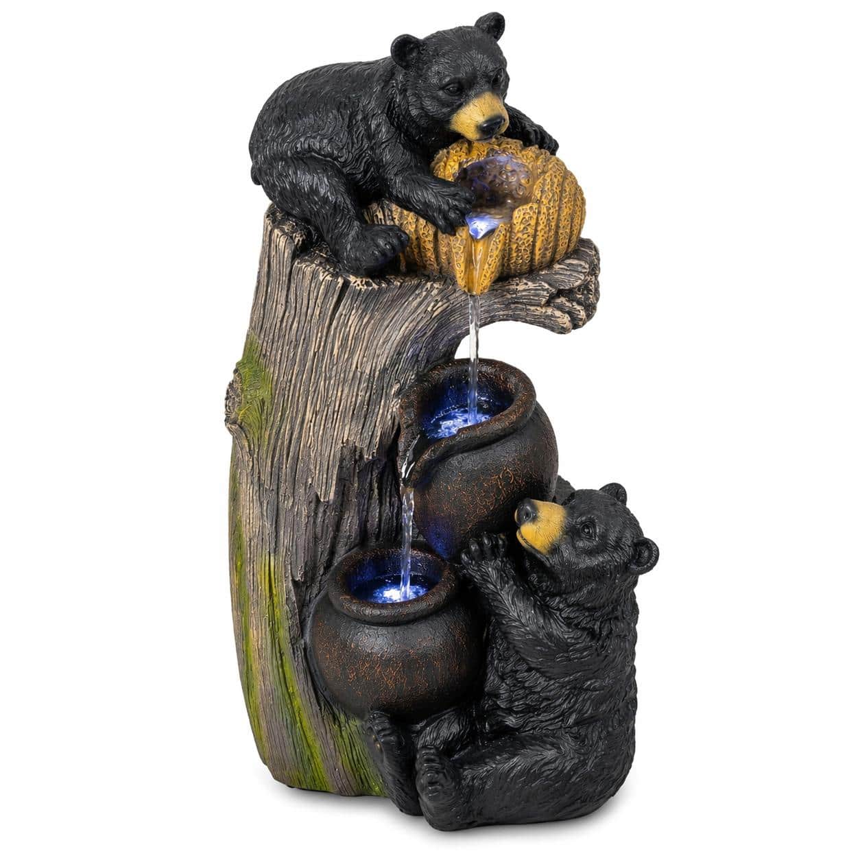 RYHNUYNE - Bear Outdoor Water Fountain with LED Lights 23.62 Inch Cascading Garden Fountain for Patio Yard Balcony Porch price history on PriceWatchPro