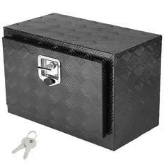 Front. VEVOR - Underbody Truck Box, 24" x 17" x 18" Pickup Storage Box, Heavy Duty Aluminum Diamond Plate Tool Box with Lock and Keys - Black.
