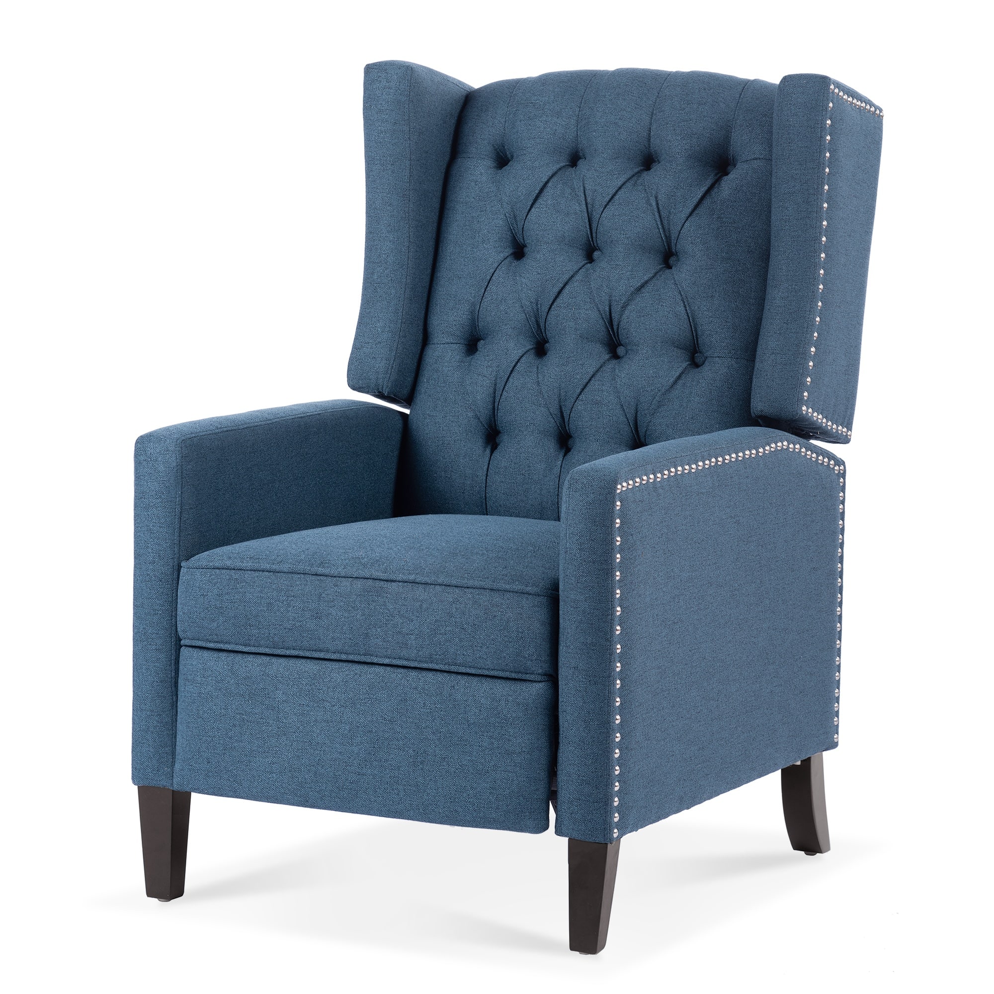 Boyel Living - Fabric Upholstered Tufted Manual Recliner Chair - Blue and Matte Black price history on PriceWatchPro