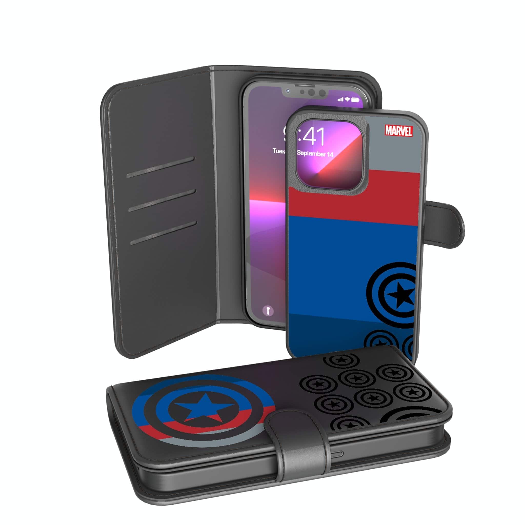 Keyscaper - Marvel Sigil Wallet Phone Case - Apple iPhone 14 Pro - Captain America