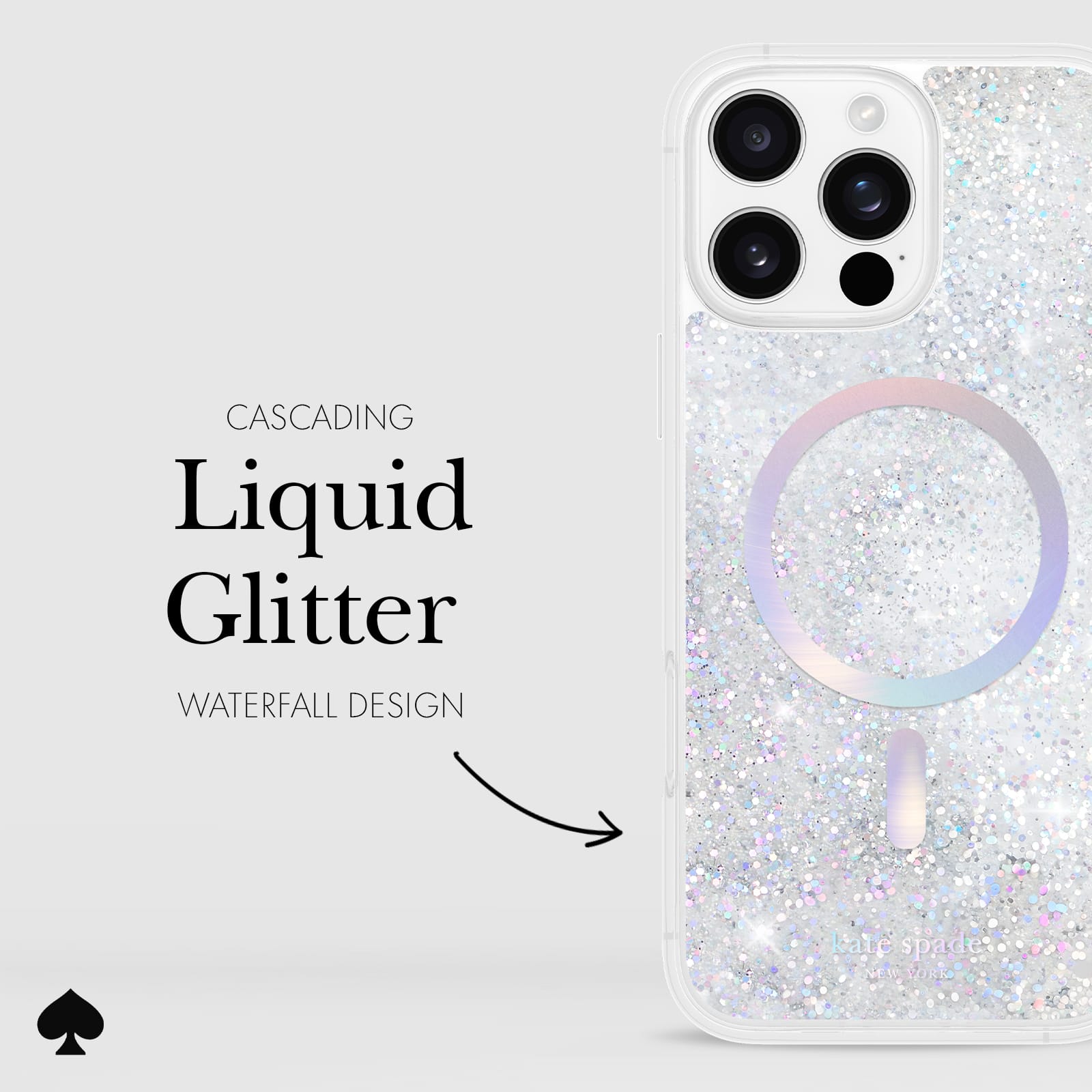 Casading Liquid Glitter Waterfall Design by Kate Spade New York.