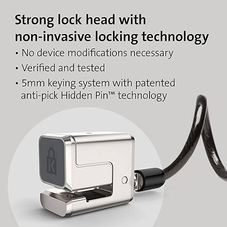 Strong lock head with non-invasive locking technology  
- No device modifications necessary  
- Verified and tested  
- 5mm keying system with patented anti-pick Hidden Pin™ technology