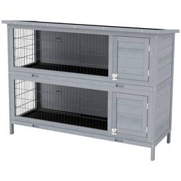 Pawhut - 2-Story Large Rabbit Hutch Bunny Cage Wooden Pet House Small Animal Habitat Lockable Doors, Tray