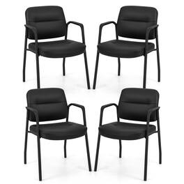 Costway - Waiting Room Chair No Wheels Set of 4 with Integrated Armrests for Reception - Black