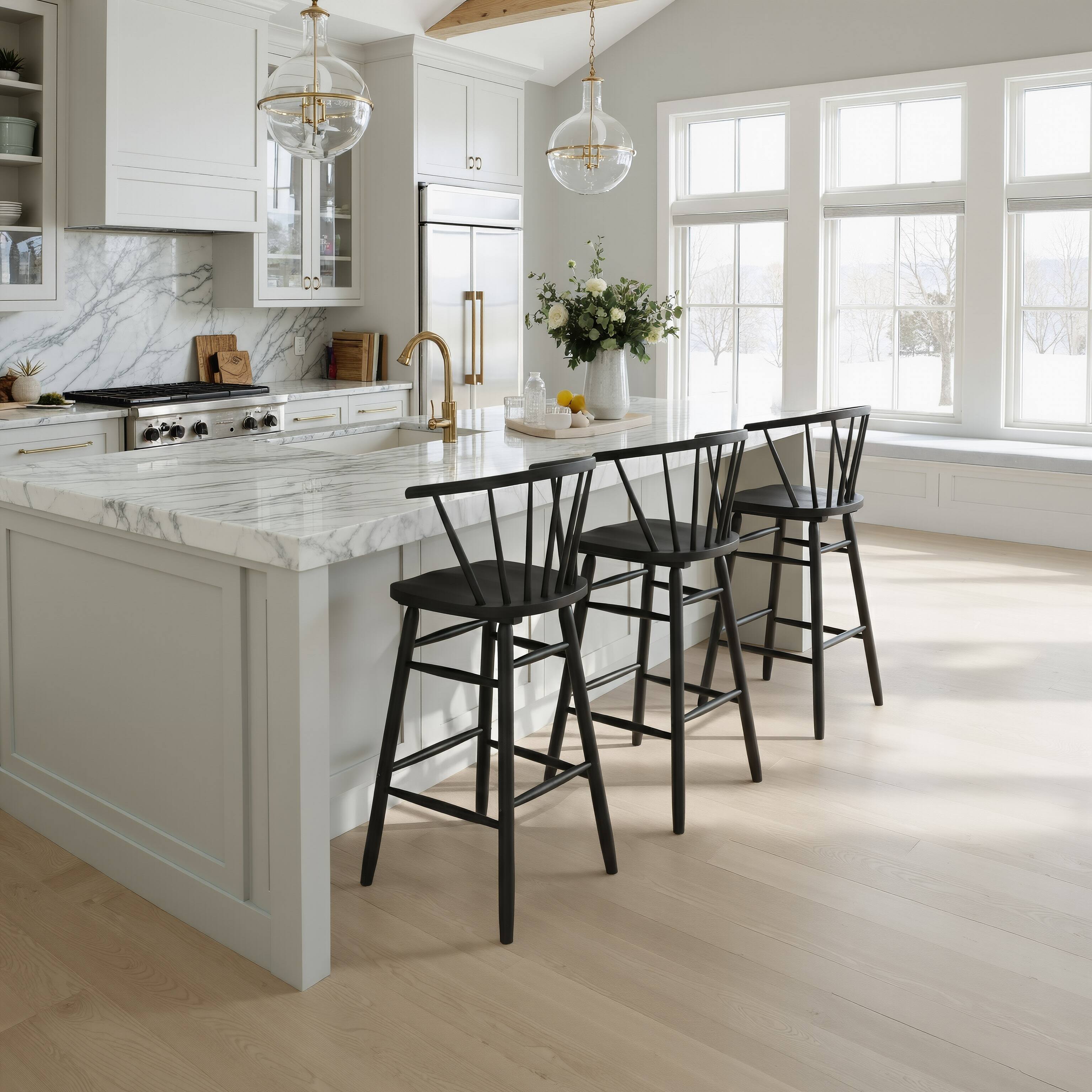 Angle. Hivvago - Stenger Barstool (Set of 2) Black - Black.