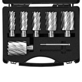 VEVOR - Annular Cutter Set, 6 pcs Universal Shank Mag Drill Bits, 1" to 2" Cutting Diameter, 2" Cutting Depth - Silver
