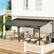 Front. Yardgrace - 12'x 20' Outdoor Wall Mounted Lean-to Gazebo, Heavy Duty Sloped Roof Metal Awning for Patio, Decks & Backyard - Black.