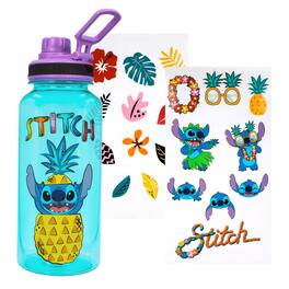 Silver Buffalo - Disney Lilo & Stitch Pineapple 32-Ounce Twist Spout Water Bottle And Sticker Set - Blue