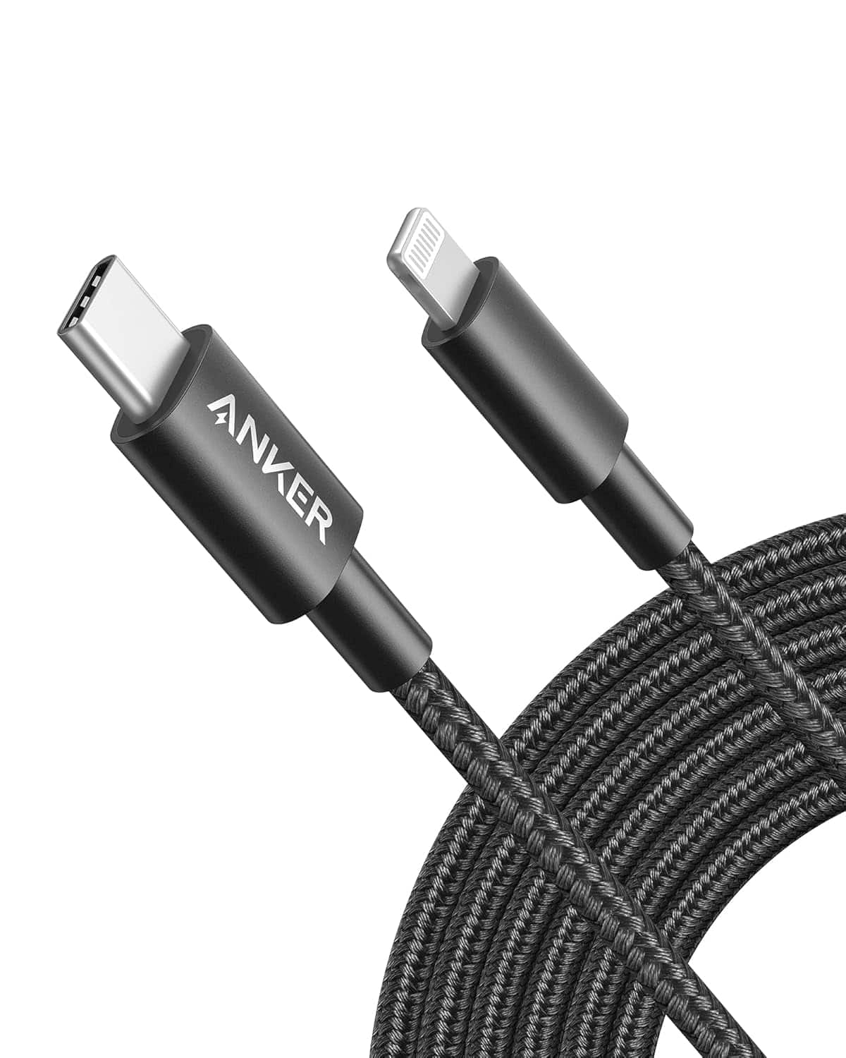 Anker - New Nylon USB C to Lightning Cable (10ft) - Black
