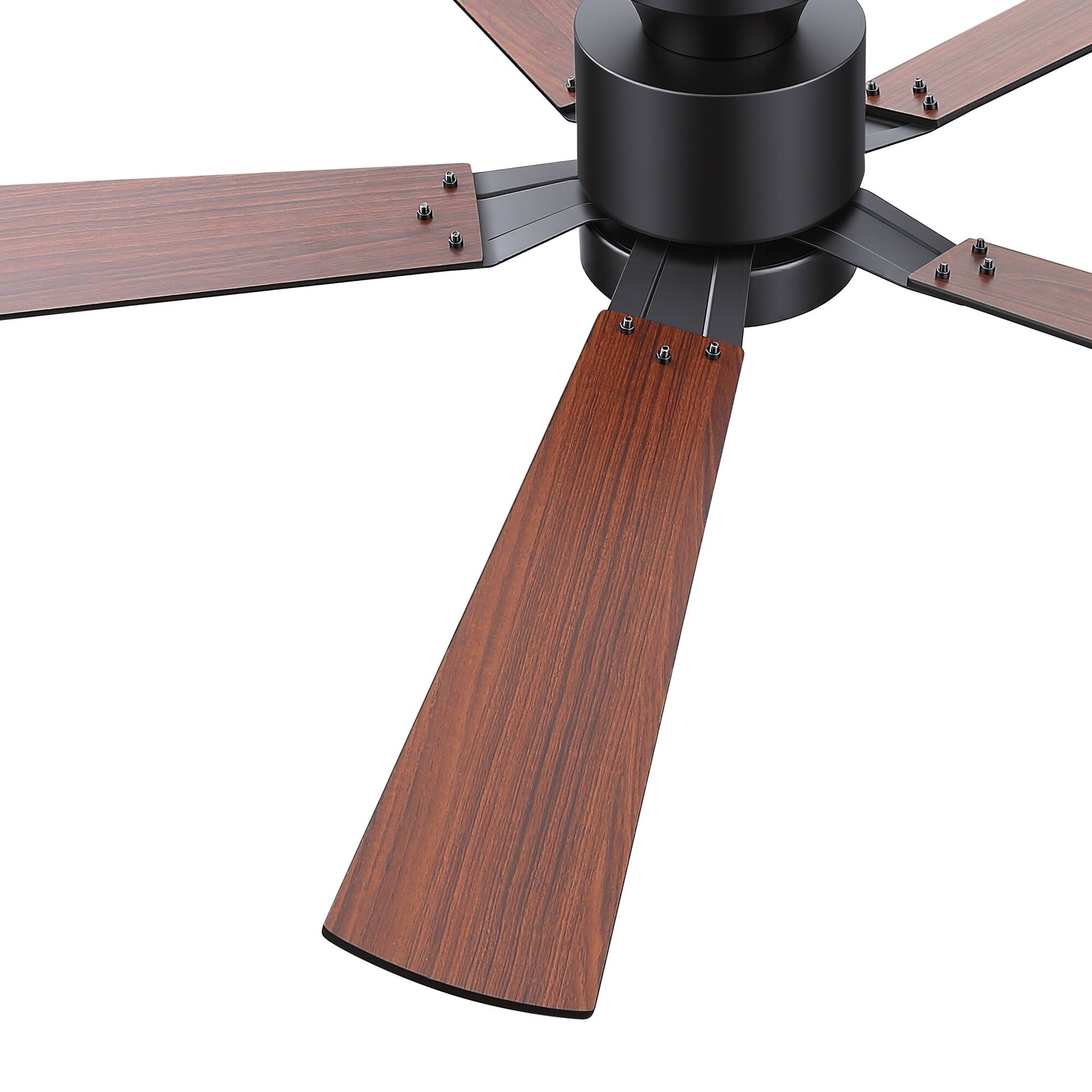 Alt View 10. Breezary - 52-Inch RGB Ceiling Fan with LED Light, Flush Mount, DC Motor, Dimmable, Remote & App Control - Black and Walnut.
