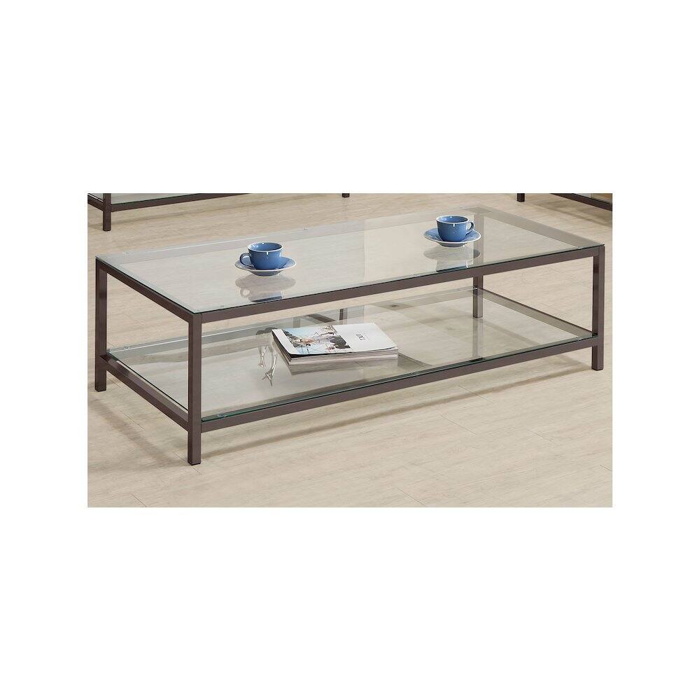Alt View 2. Coaster Co. of America - Trini 1-shelf Glass Top Coffee Table Black Nickel - Black.