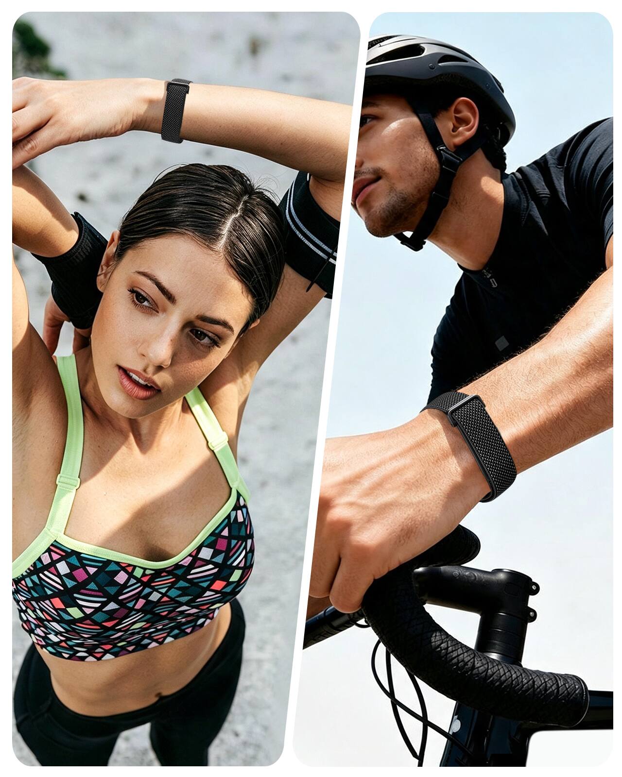 Alt View 3. Fintie - Magnetic Nylon Sport Loop Band for Google Fitbit Air, Soft Nylon Solo Loop Breathable Adjustable Replacement Strap - Black.