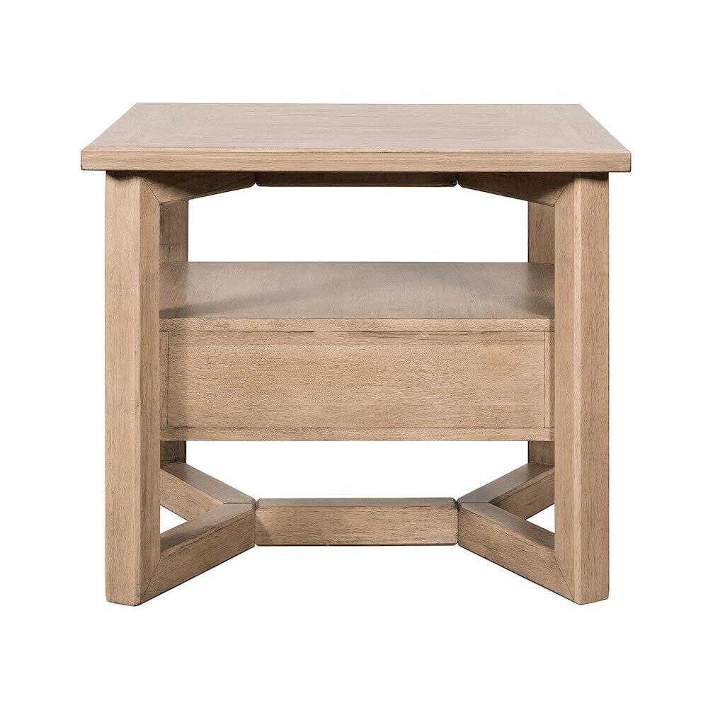 Back. Liberty Furniture Industries - Living Room Rectangular End Table with Storage Drawer - Barley Buff Birch Wood - Barley Buff.