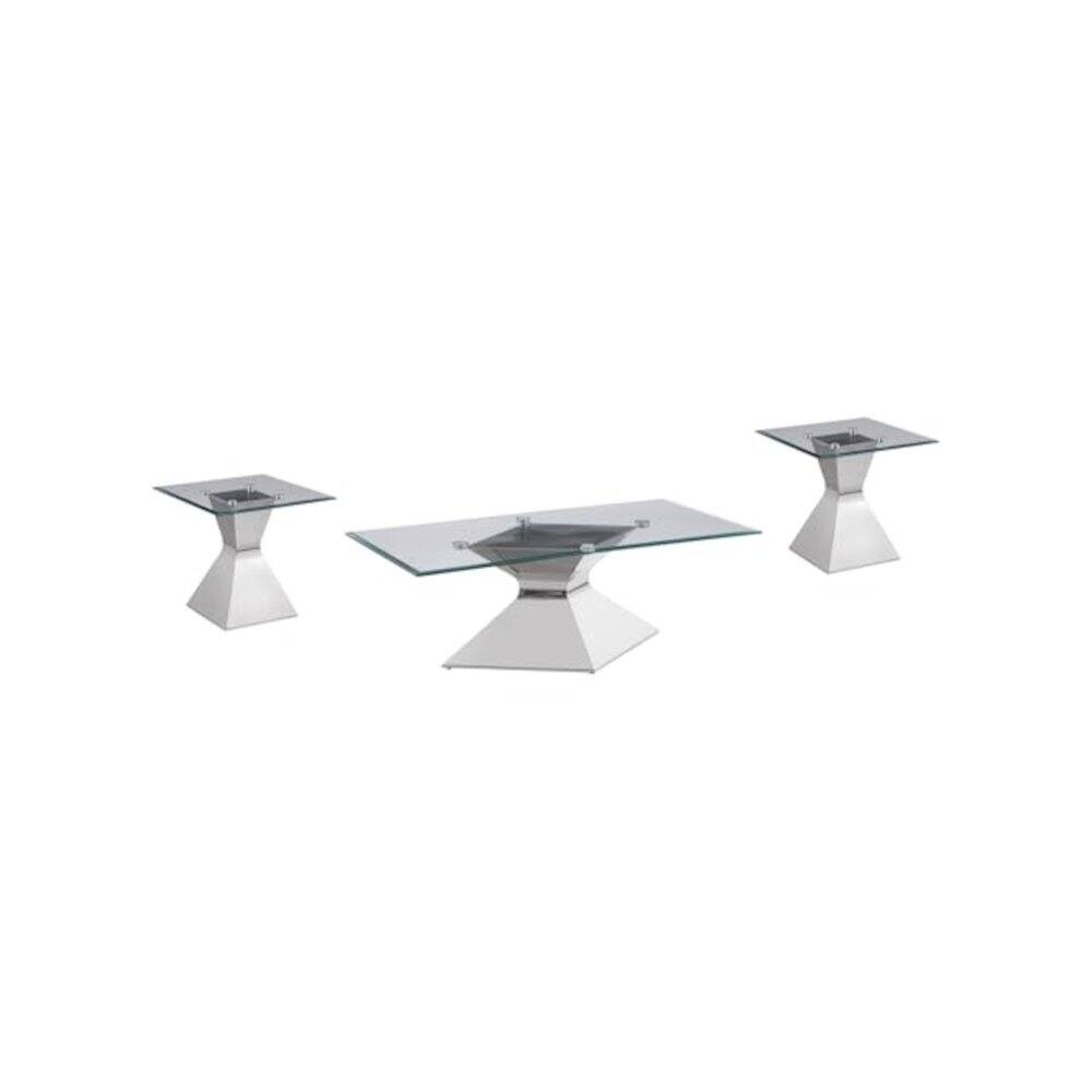 Front. Coaster Co. of America - Jenny 3-piece Rectangular Coffee and End Table Set Chrome - Silver.